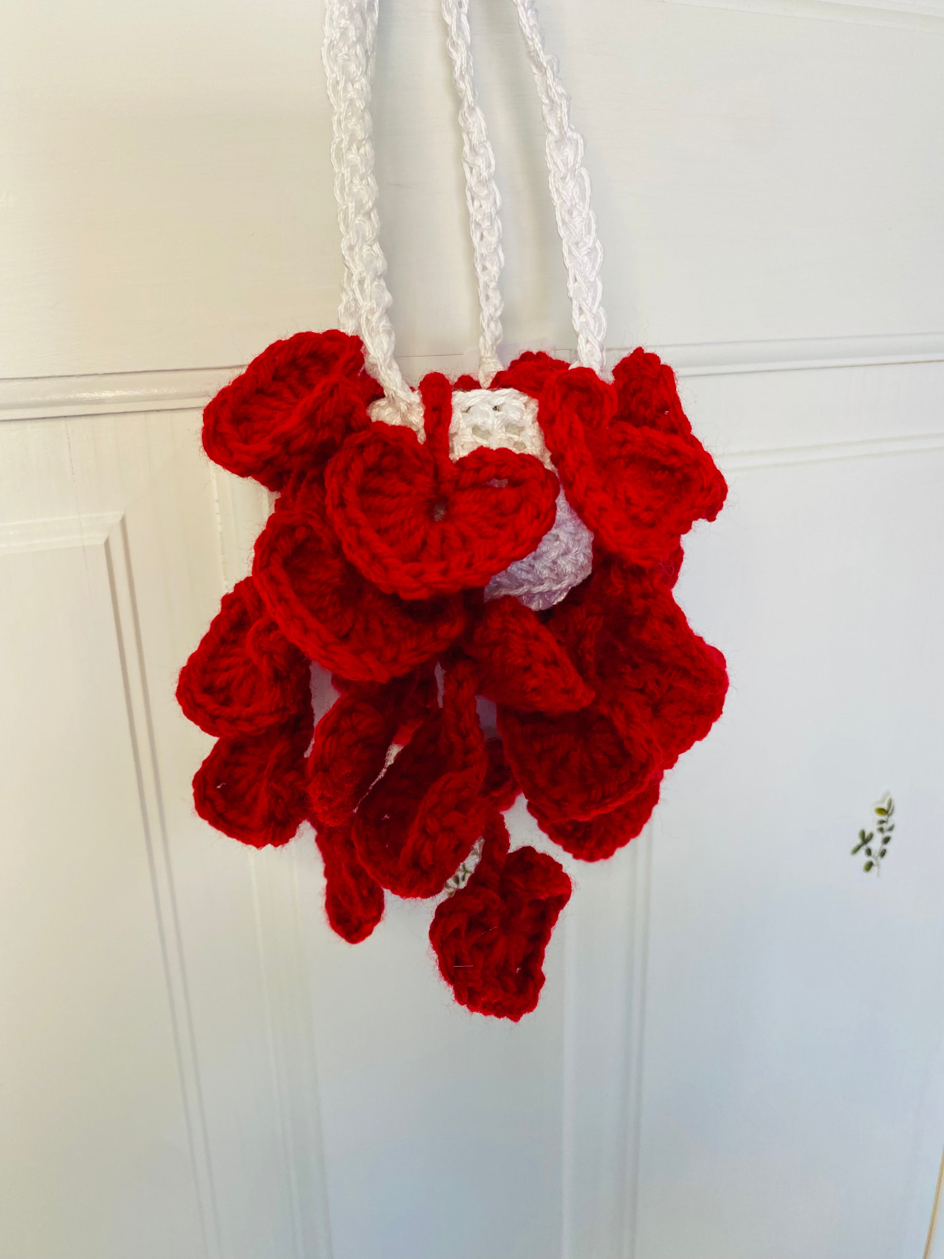 String of Hearts Hanging Plant - Handmade, Crochet