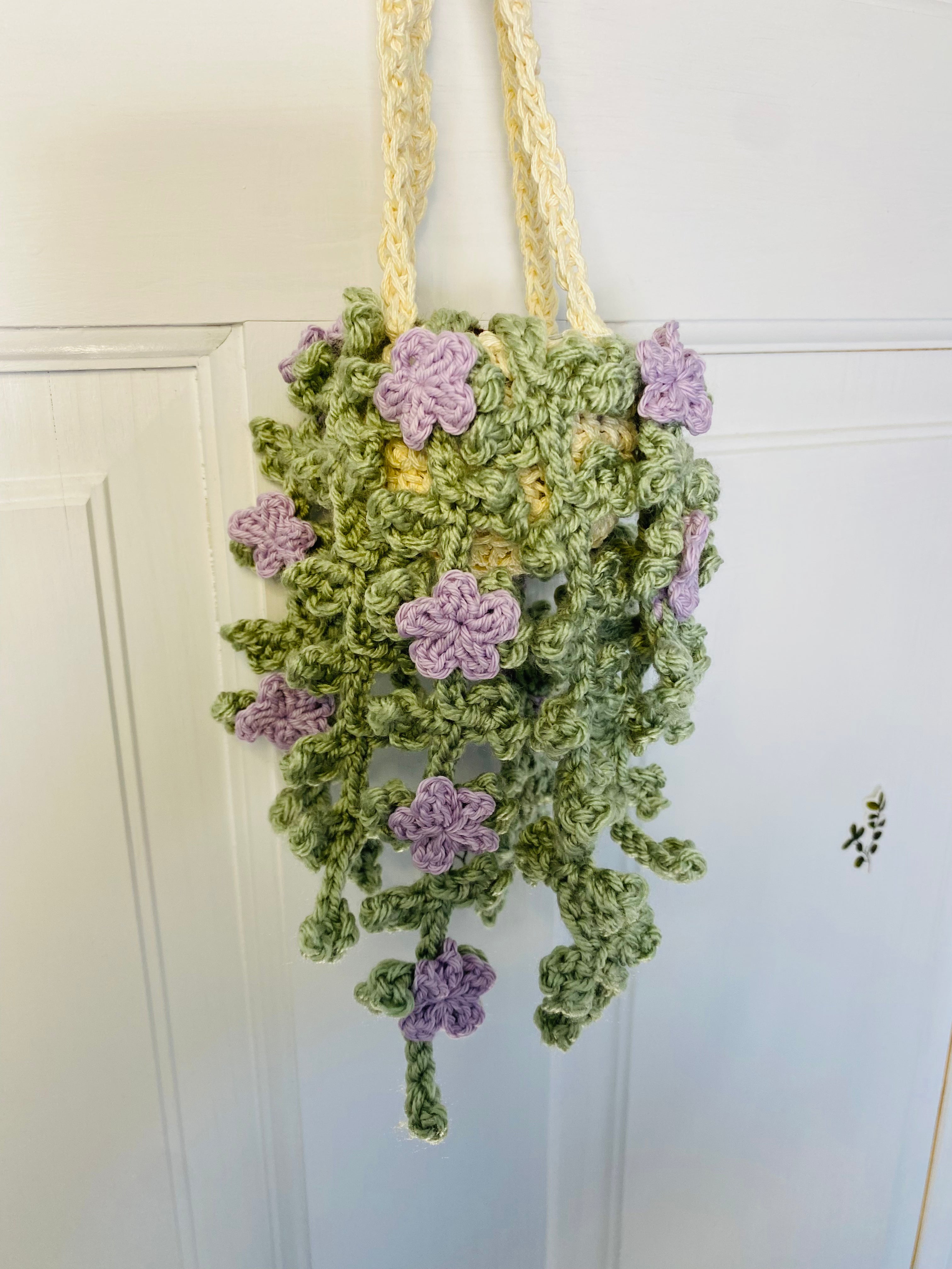 Ivy with Flowers Hanging Plant - Handmade, Crochet