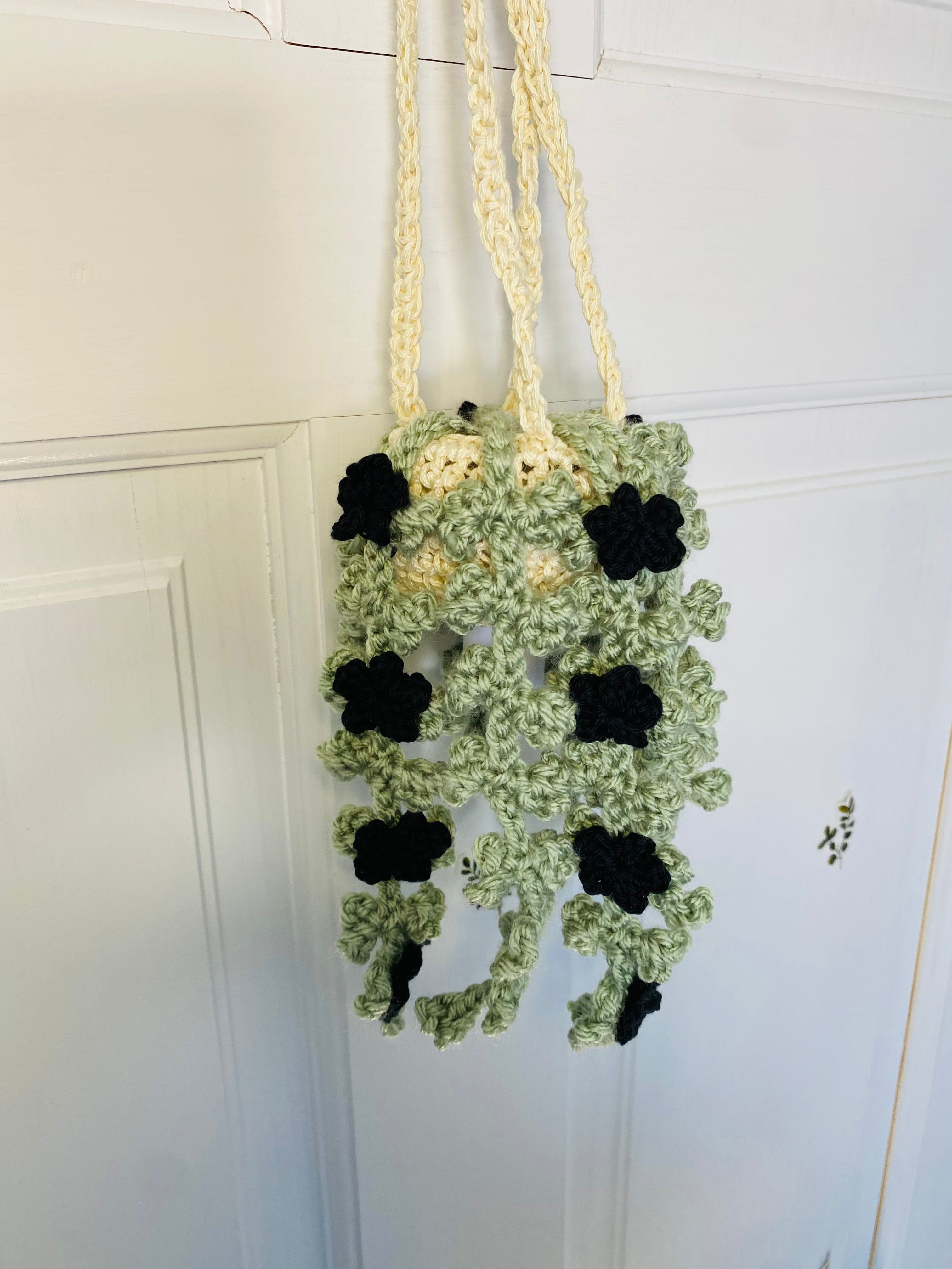 Ivy with Flowers Hanging Plant - Handmade, Crochet