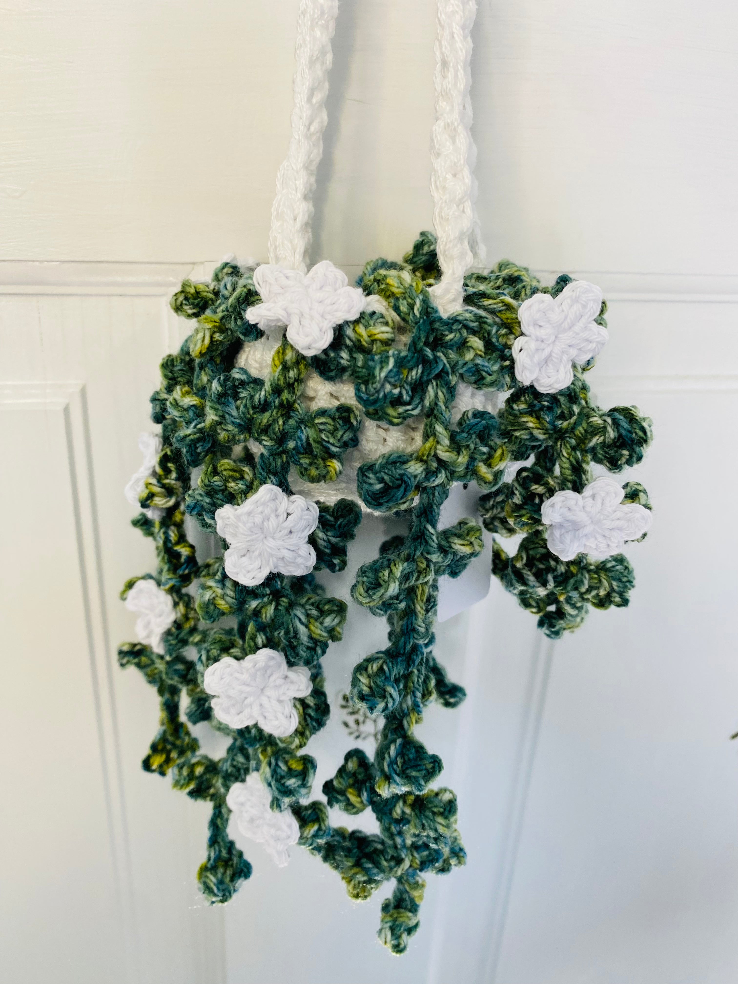 Ivy with Flowers Hanging Plant - Handmade, Crochet