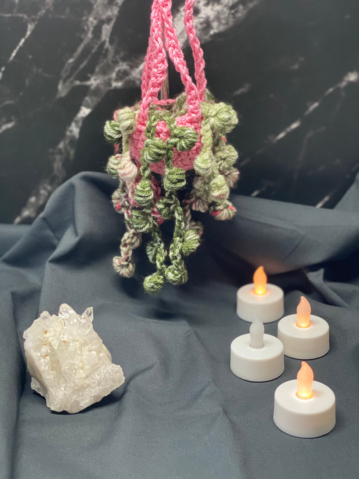 String of Pearls Mini Hanging Plant - Handmade, Crochet