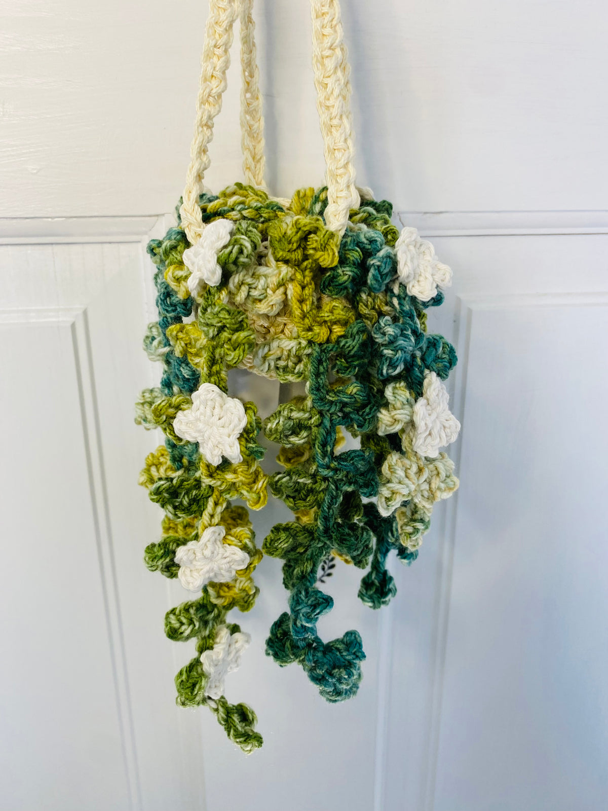 Ivy with Flowers Mini Hanging Plant - Handmade, Crochet